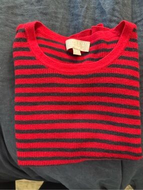 J.Crew Red and navy Striped Sweater